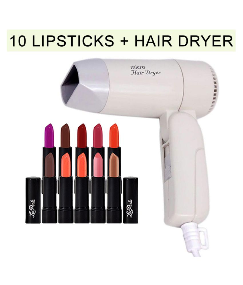 Laperla 10 Multicolour Lipsticks With Micro Hair Dryer Buy Laperla 10