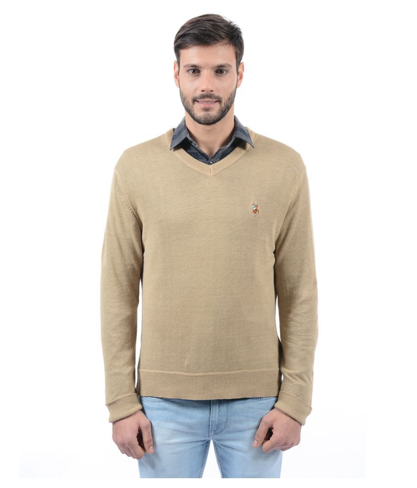 Beschrijven Bangladesh wonder U.S. Polo Assn. Beige V Neck Sweater - Buy U.S. Polo Assn. Beige V Neck Sweater  Online at Best Prices in India on Snapdeal