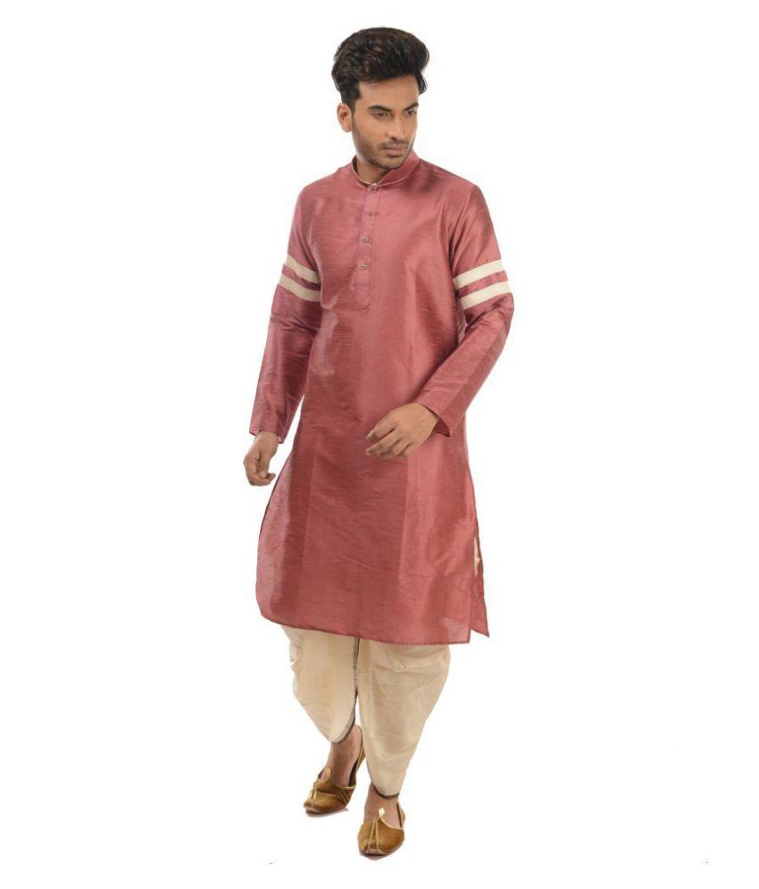     			Deyann Pink Silk Blend Dhoti Kurta Set