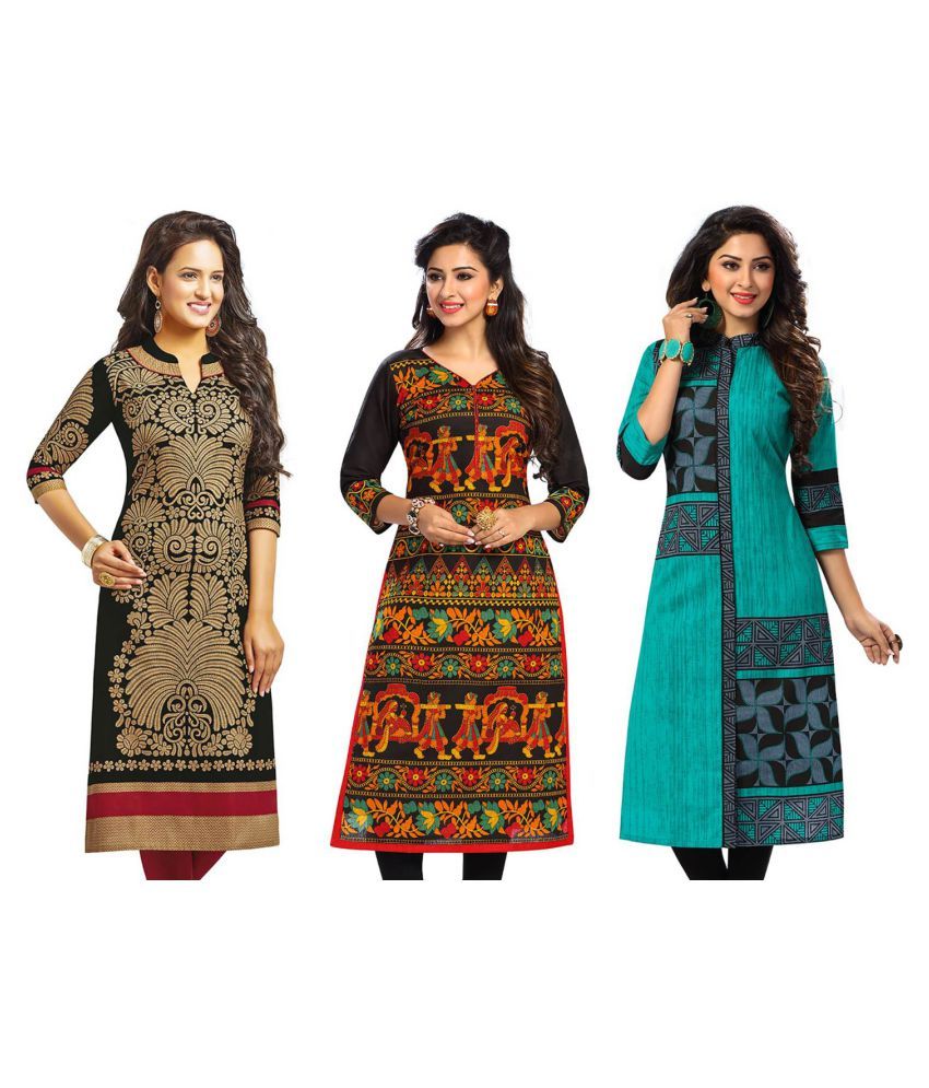     			Jevi Prints Multicoloured Cotton Printed Unstitched Kurti