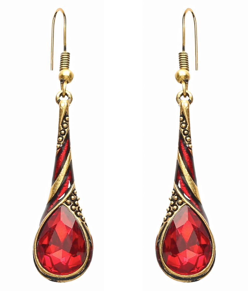 Red Earrings for Women Daily Wear Golden Everyday Fancy Dangler
