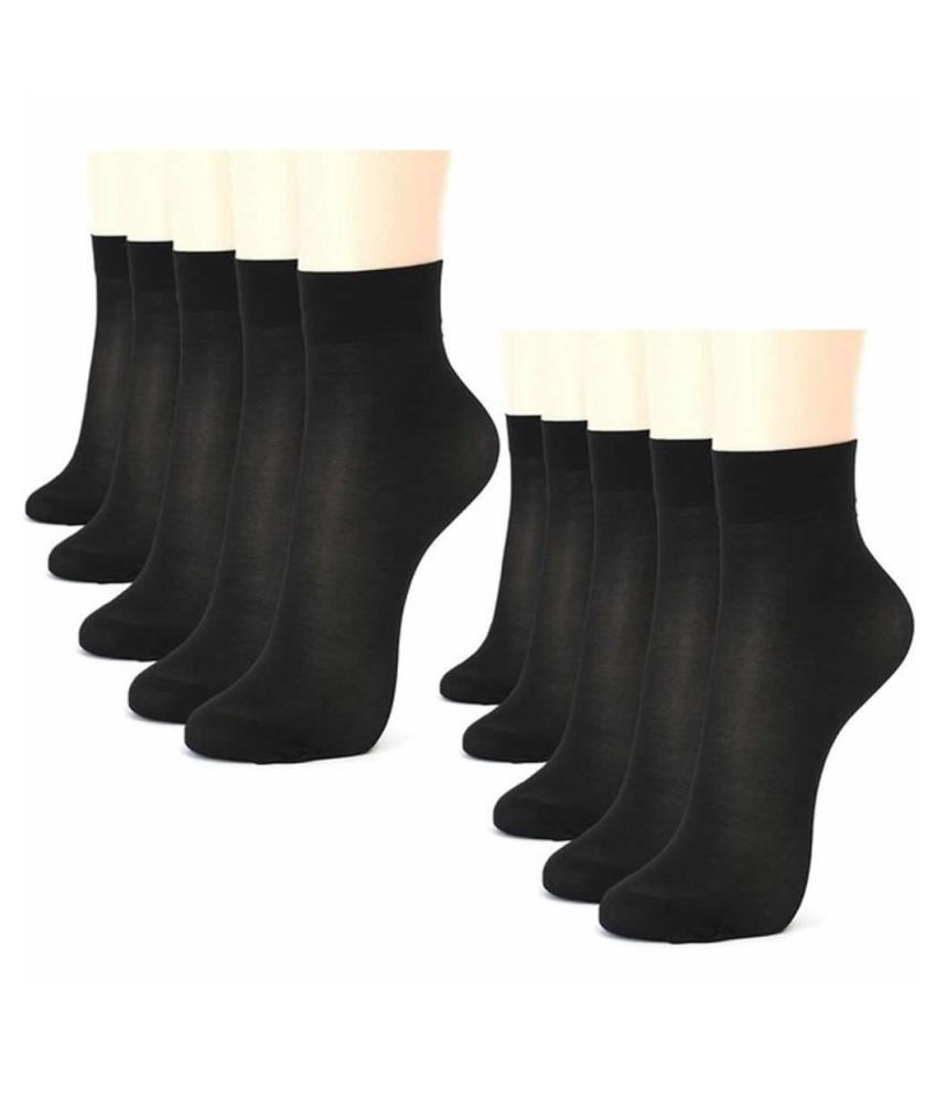 Hind Home Premium Quality Nylon Black Color Plain Ankle Length Socks