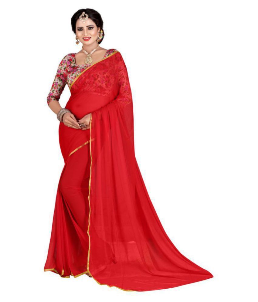 red chiffon sarees online