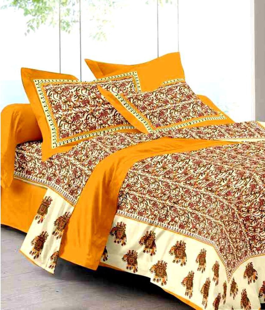     			Bombay Spreads Cotton Double Bedsheet with 2 Pillow Covers