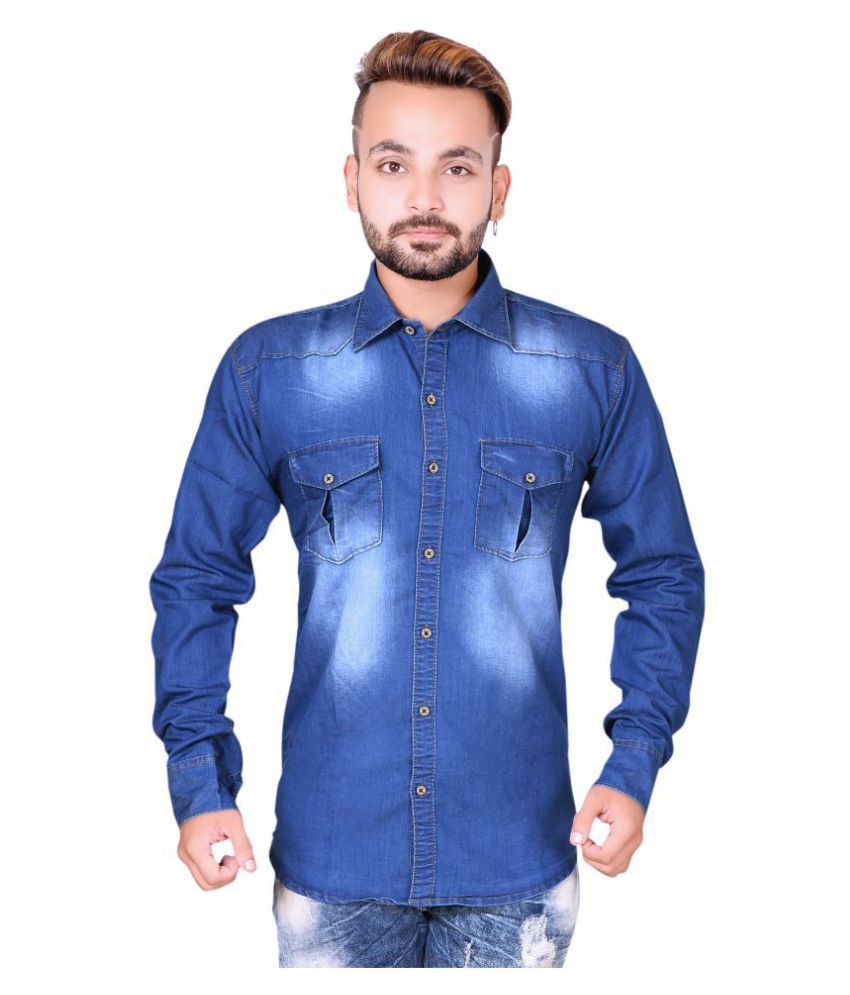 Mangal Blue Casual Regular Fit Shirt - Buy Mangal Blue Casual Regular ...