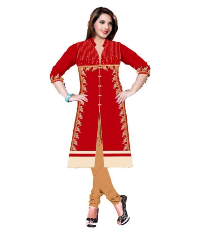 Parwani Textile Red Rayon Straight Kurti - Buy Parwani Textile Red ...