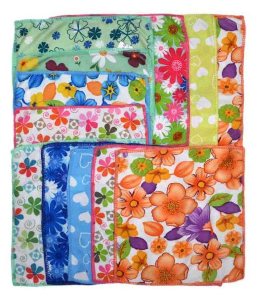     			Tahiro Multicolour Printed Cotton Handkerchiefs - Pack Of 9