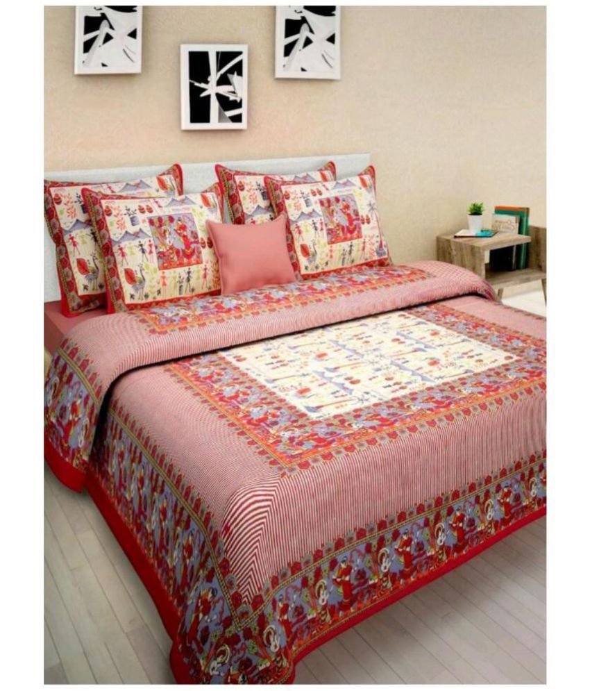 jaipuri bedsheet Cotton Double Bedsheet with 2 Pillow Covers Buy
