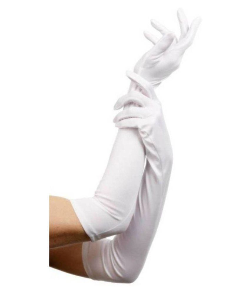     			Tahiro White Cotton Protective Full Arm Sleeve Gloves - Pack Of 1