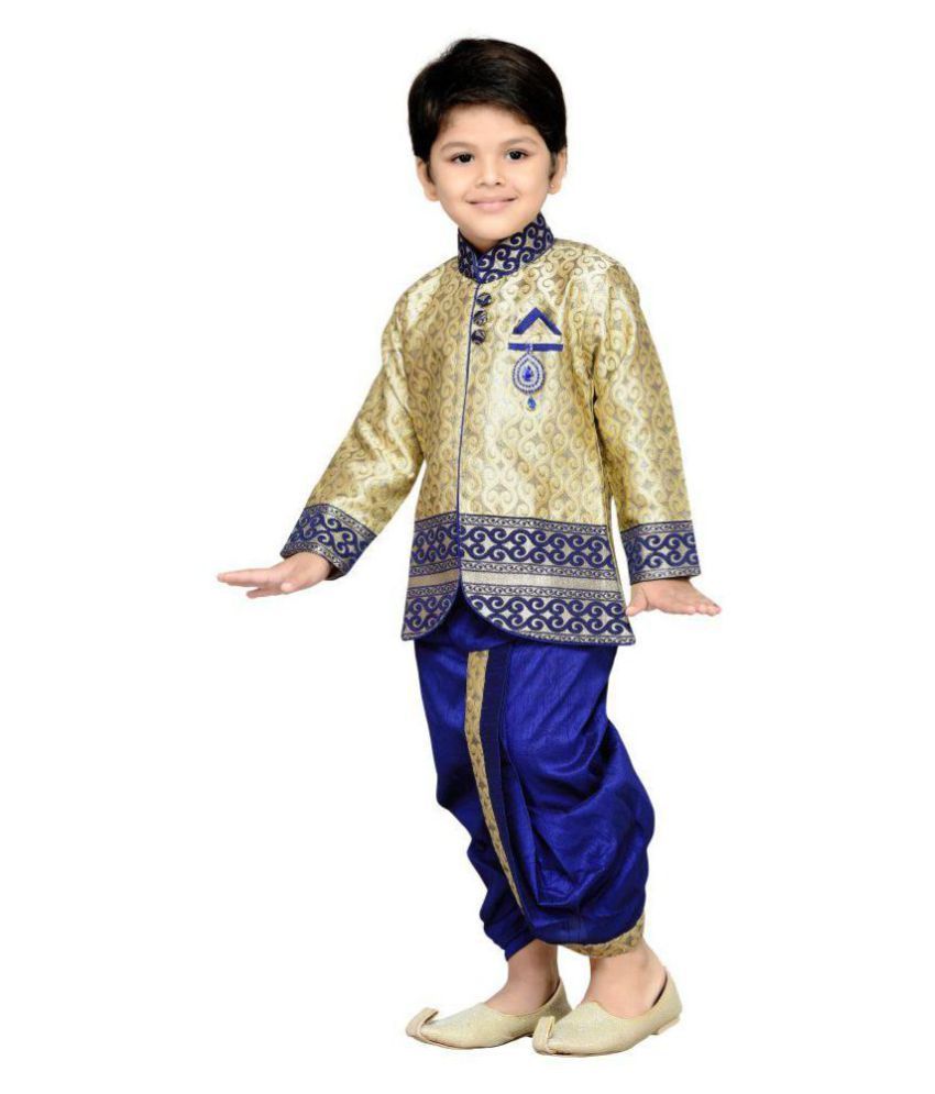 AJ Dezines Blue Sherwani, Dhoti And Payjama Set - Buy AJ Dezines Blue ...