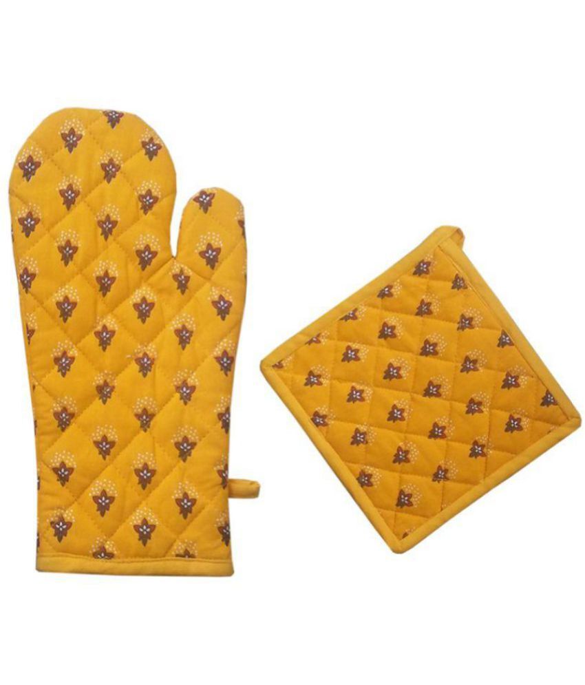 Cotonex yellow Floral Printed Glove,Potholder Set of 2 - Buy Cotonex ...