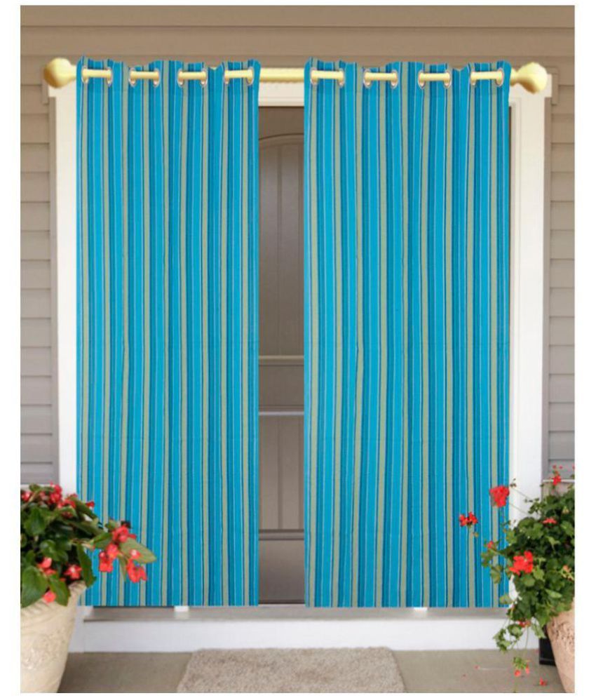 SBN New Life Style Set of 2 Door Eyelet Curtains Stripes