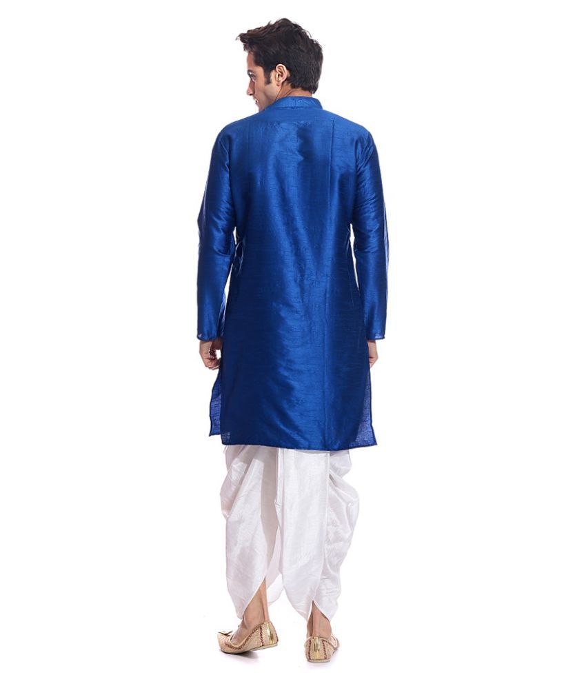 blue shirt and dhoti