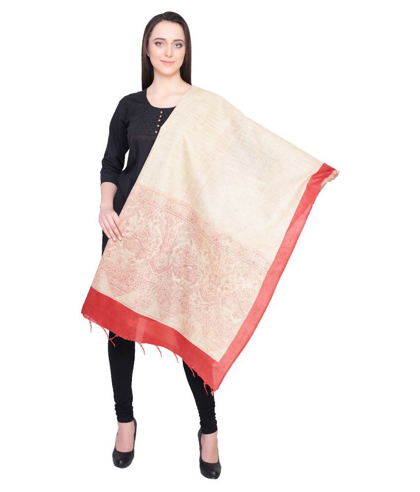 Inara Robes Red Art Silk Block printed Dupatta Price in India Buy