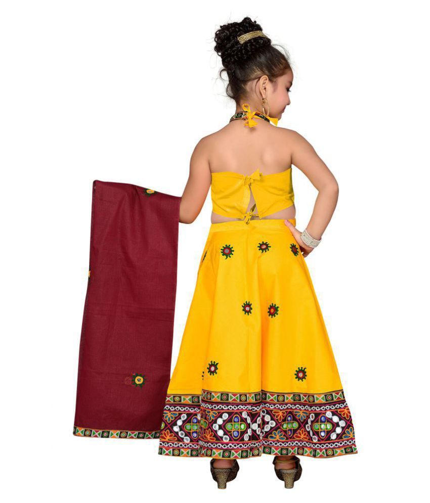 cotton yellow lehenga choli