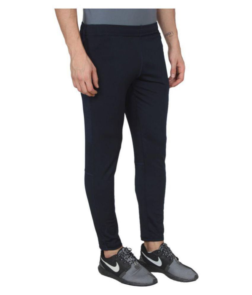 nike navy polyester lycra trackpants