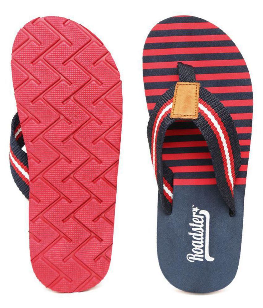 Roadster Striped Red Thong Flip Flop Price in India- Buy Roadster ...