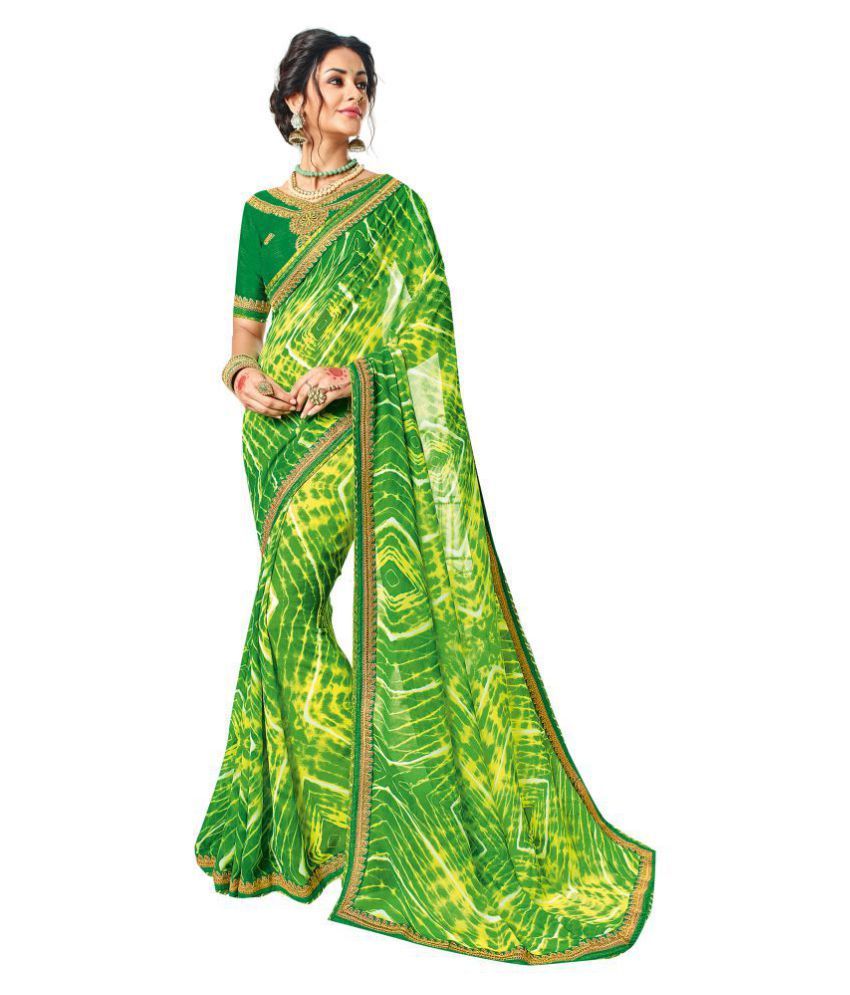     			Shaily Retails Green Georgette Saree