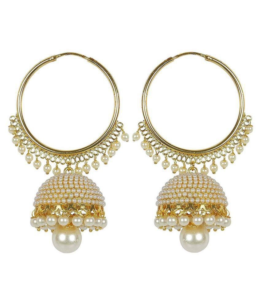     			YouBella Jewellery Traditional Gold Plated Fancy Party Wear Jhumka / Jhumki Earrings for Girls and Women (WHITE)