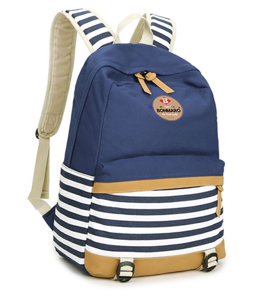 Bonmaro Blue Canvas College Bag - Buy Bonmaro Blue Canvas College Bag Online at Best Prices in ...
