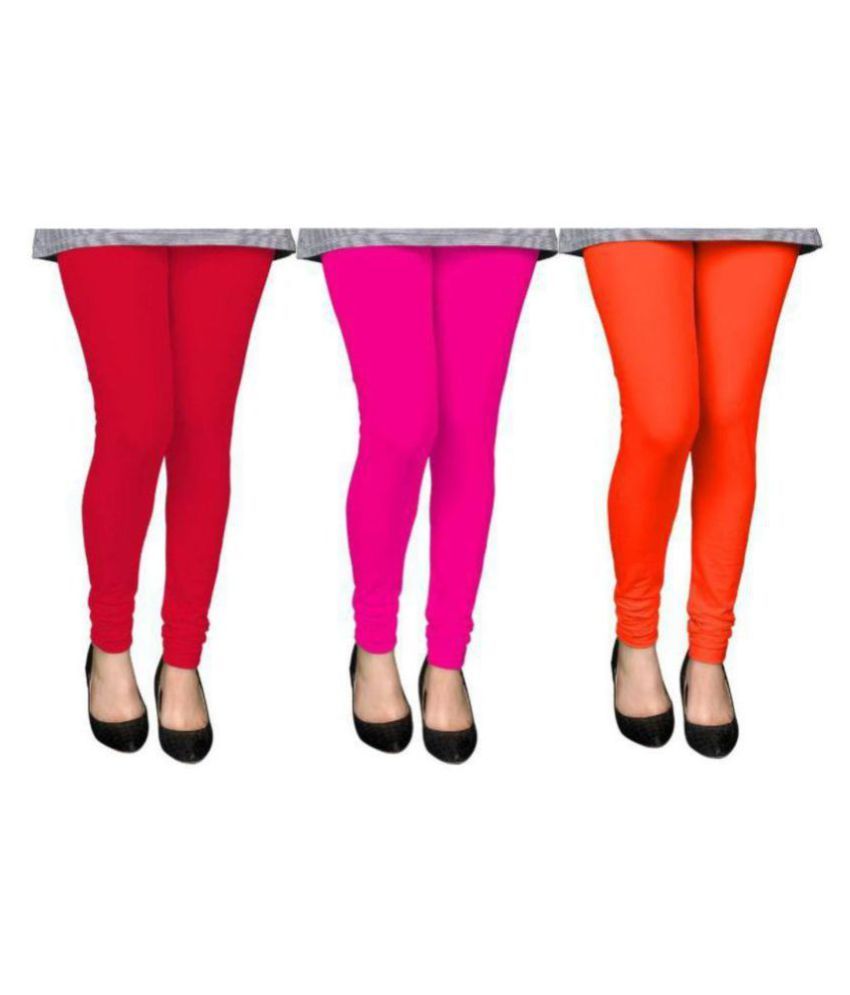 Evection Premium Cotton Legging Set of 3 Red Pink Orange Buy Evection Premium Cotton Legging