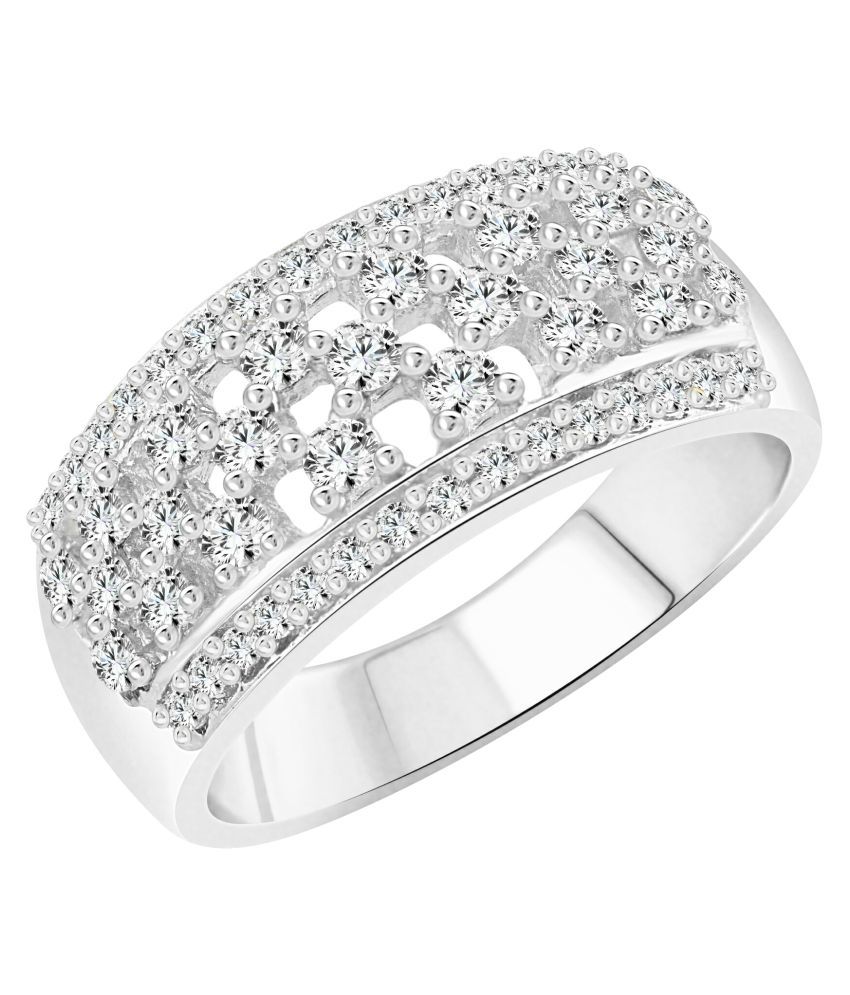     			Vighnaharta Bridal Shine CZ Rhodium Plated Alloy Ring For Girls and Women - [VFJ1174FRR15]