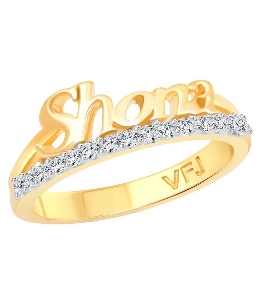     			Vighnaharta Romantic Word "SHONA" CZ Gold and Rhodium Plated Alloy Ring for Women and Girls - [VFJ1264FRG15]