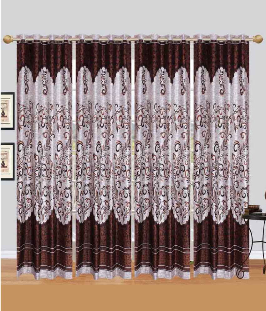     			PRINCE Set of 4 Door Eyelet Curtains Printed Multi Color
