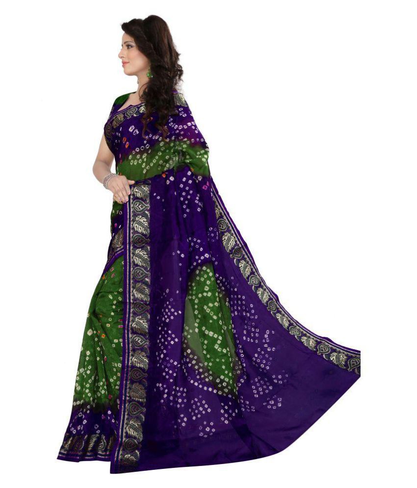 Sharda Creation Green and Purple Ahimsa Silk Saree Buy Sharda