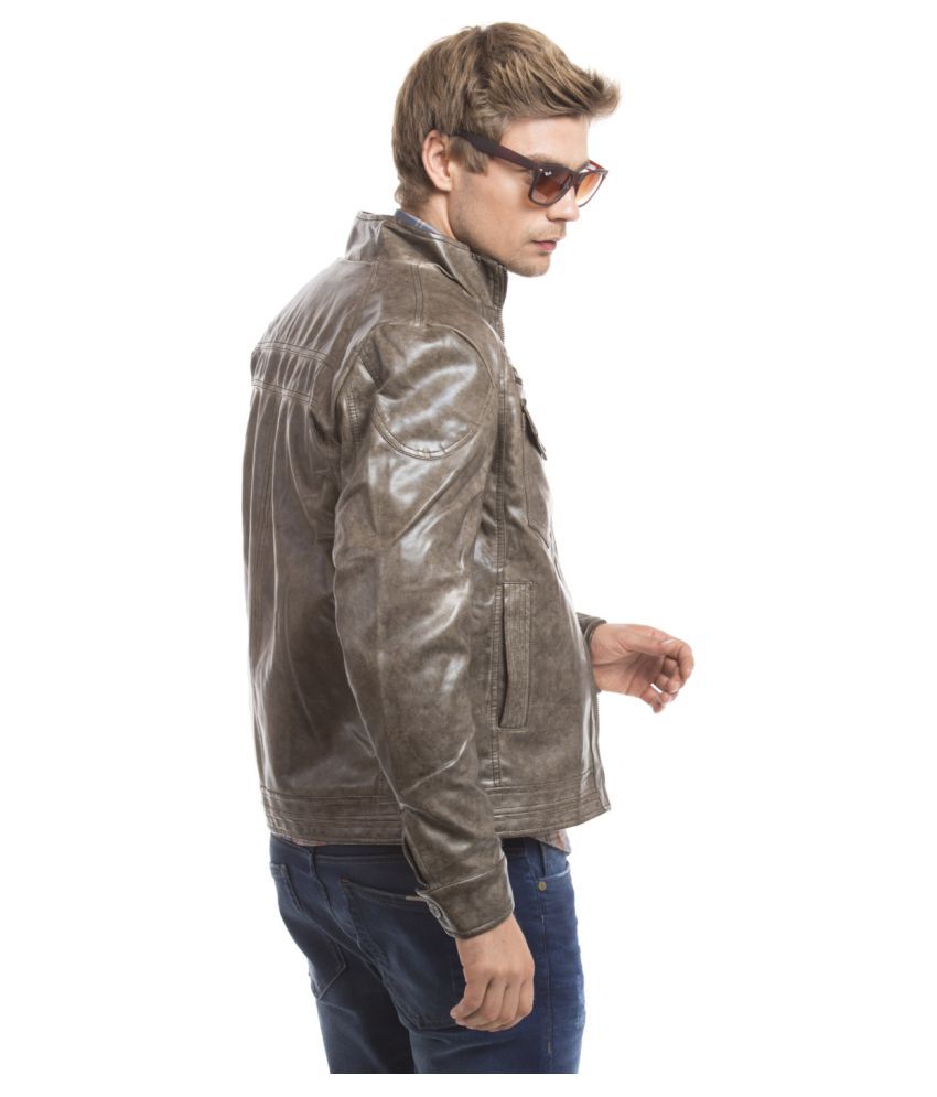 ed hardy brown leather jacket