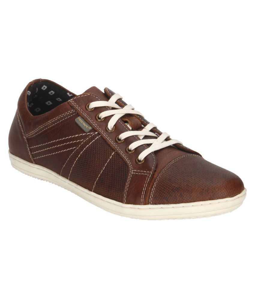 red tape brown leather sneakers