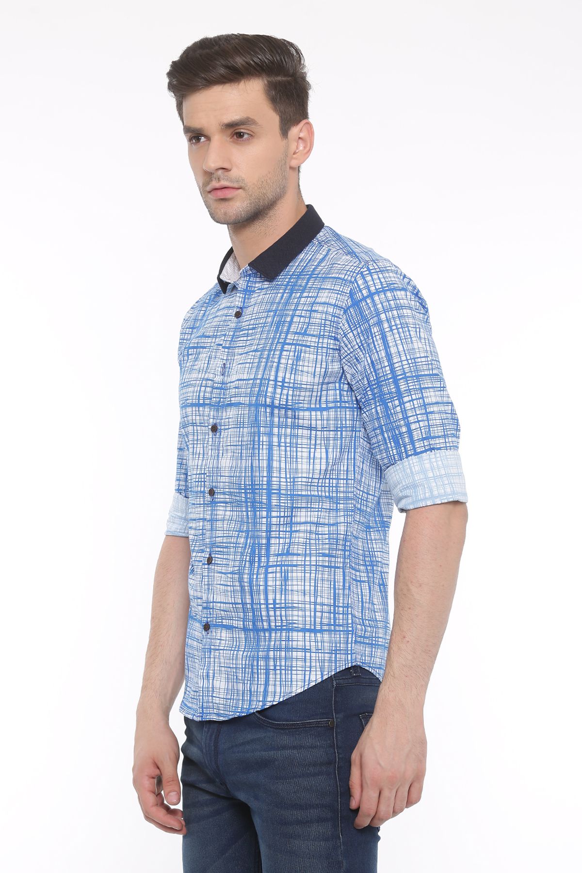 blue slim fit school shirts