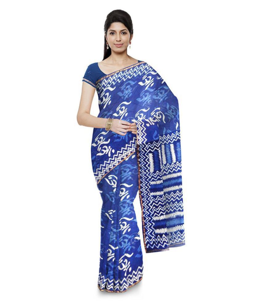 Kala Nidhi Creation Blue and Grey Chanderi Saree - Buy Kala Nidhi ...