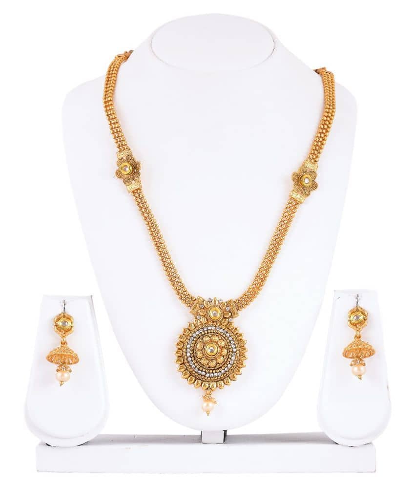 Mukh Fashion Jewellerys Gold Plated Necklace set with ...