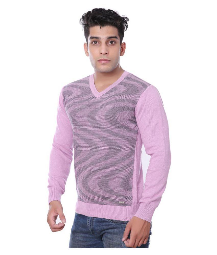 purple v neck sweater mens