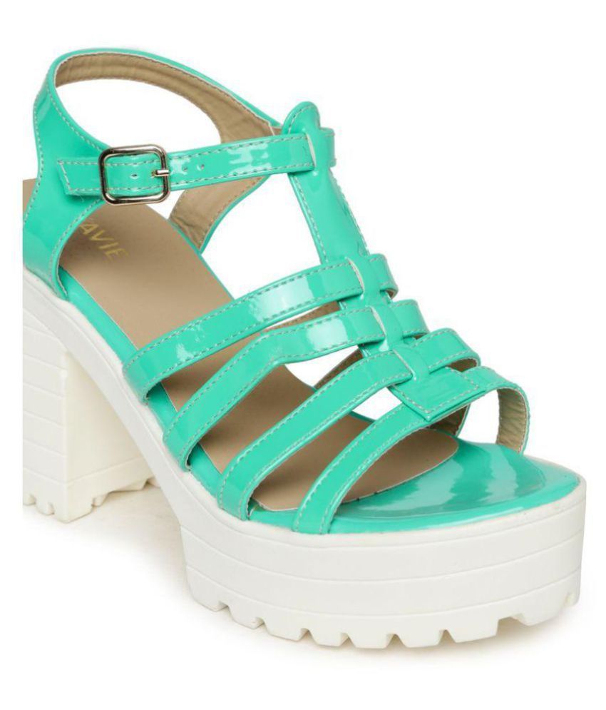 green block heel shoe