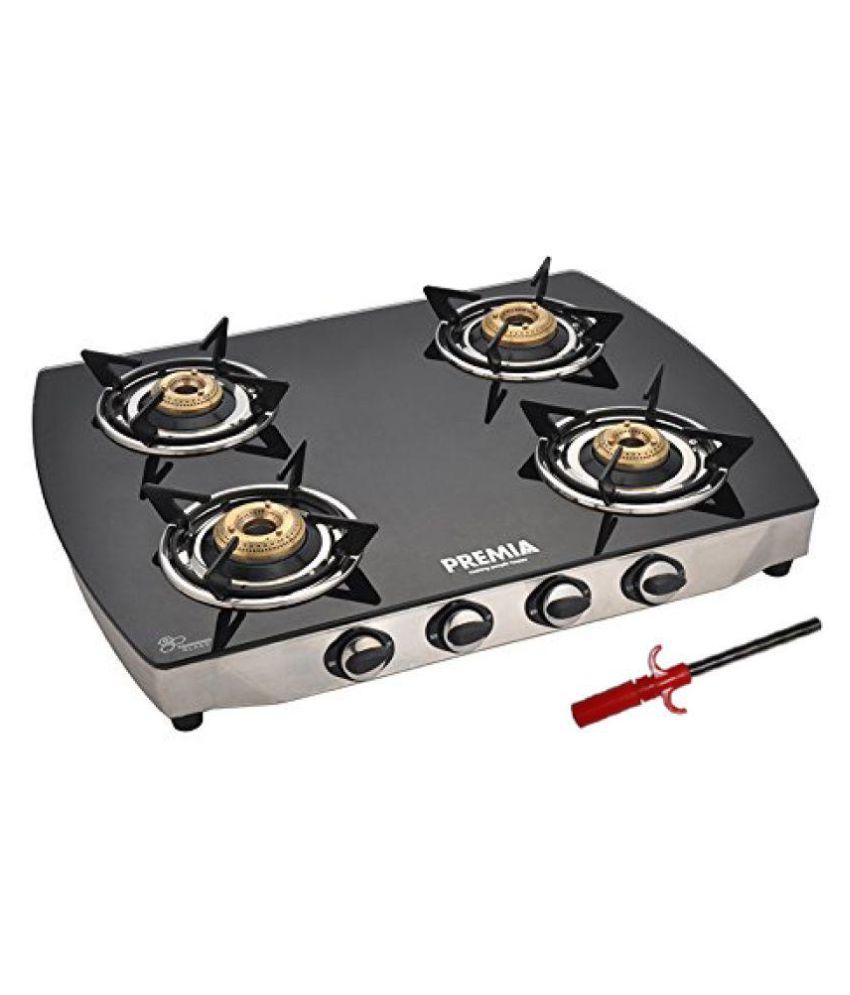 Premia Glass Top 4b Cxj 42 4 Burner Manual Gas Stove Price In