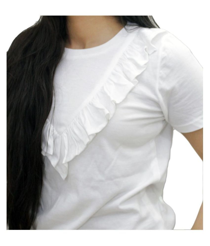 Topknot Cotton Regular Tops White Buy Topknot Cotton Regular Tops