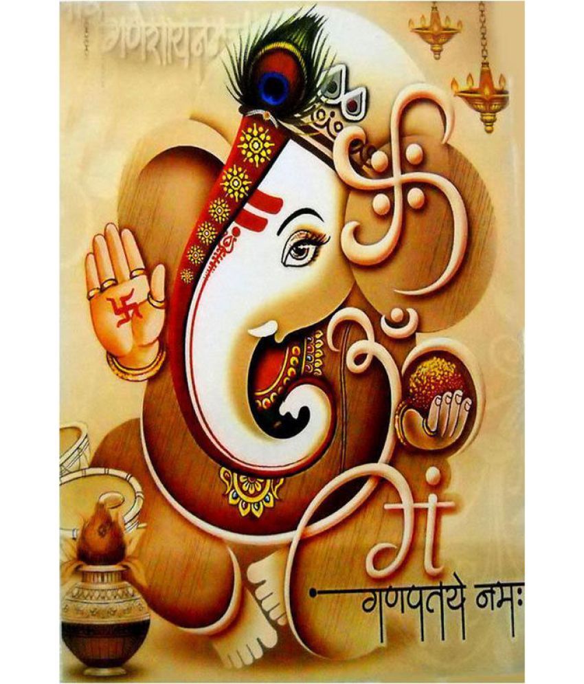 MAHALAXMI ART & CRAFT Ganesh Ji artistic Canvas Wall Poster Without ...