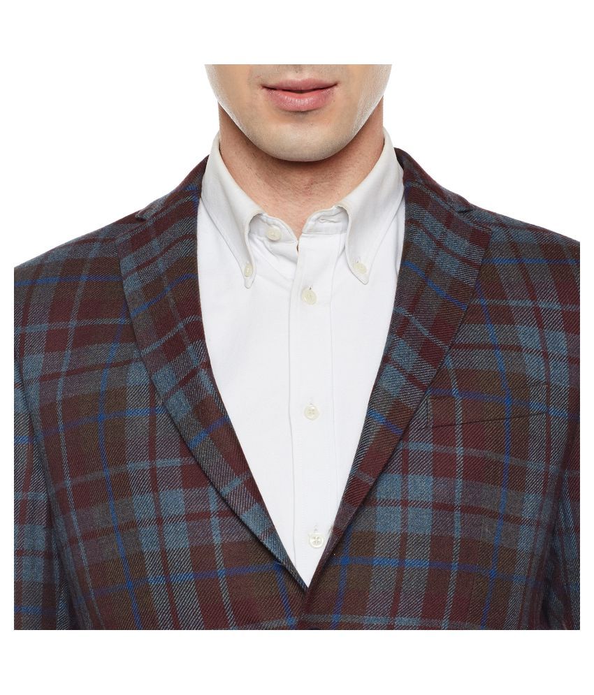 Envoy Maroon Checks Casual Blazers - Buy Envoy Maroon Checks Casual ...