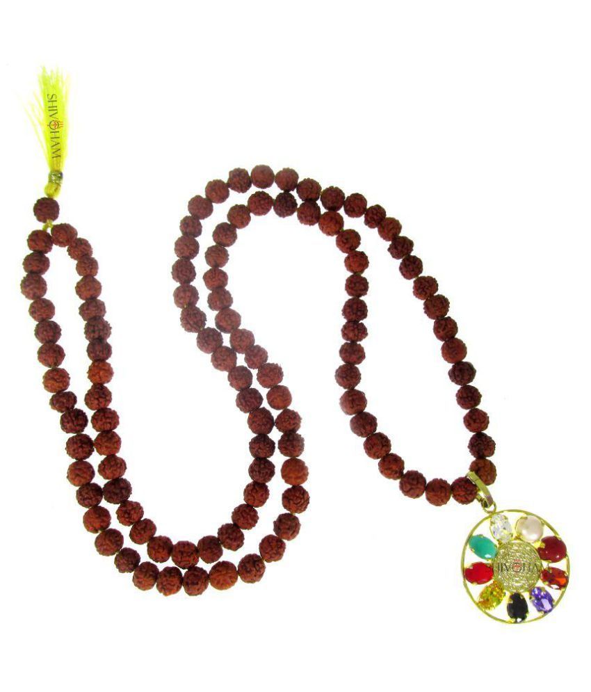     			Shivoham Rudraksha Beads With Designer Navaratna Stone 5 Face Rudraksha