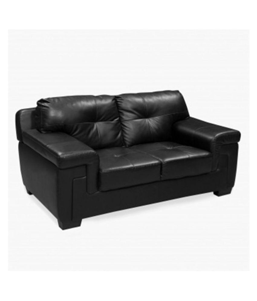 E Interior Black Faux Leather 2 Seater Sofa E Interior Black Faux Leather 2 Seater Sofa