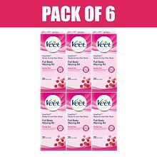 For 570/-(50% Off) Veet Full Body Waxing Kit ,Normal Skin (20 strips) - Pack Of 6 at Snapdeal