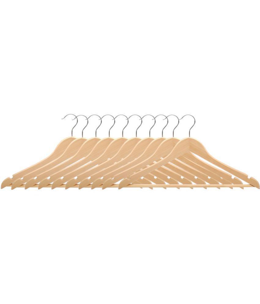     			Afrose Pack of 10 pcs Wooden Hangers For Jeans Trousers Shirt Saree Salwar\n\n