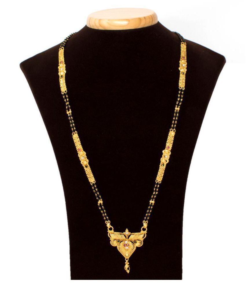 Indian Mangalsutra 22k Gold Plated Black Beads 26 Traditional Necklace