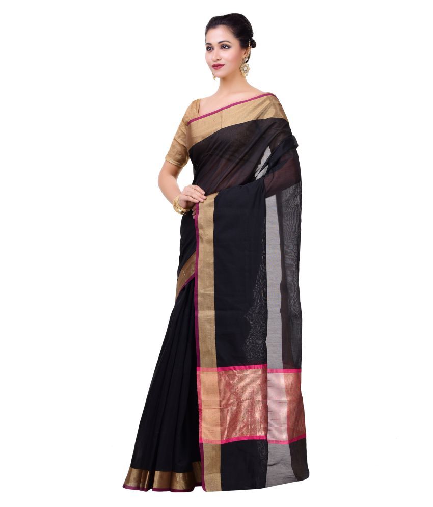 JAISHRI Black Chanderi Saree - Buy JAISHRI Black Chanderi Saree Online ...