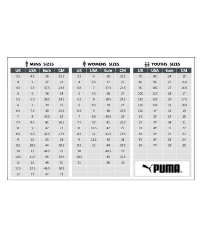 Puma Evospeed Size Chart