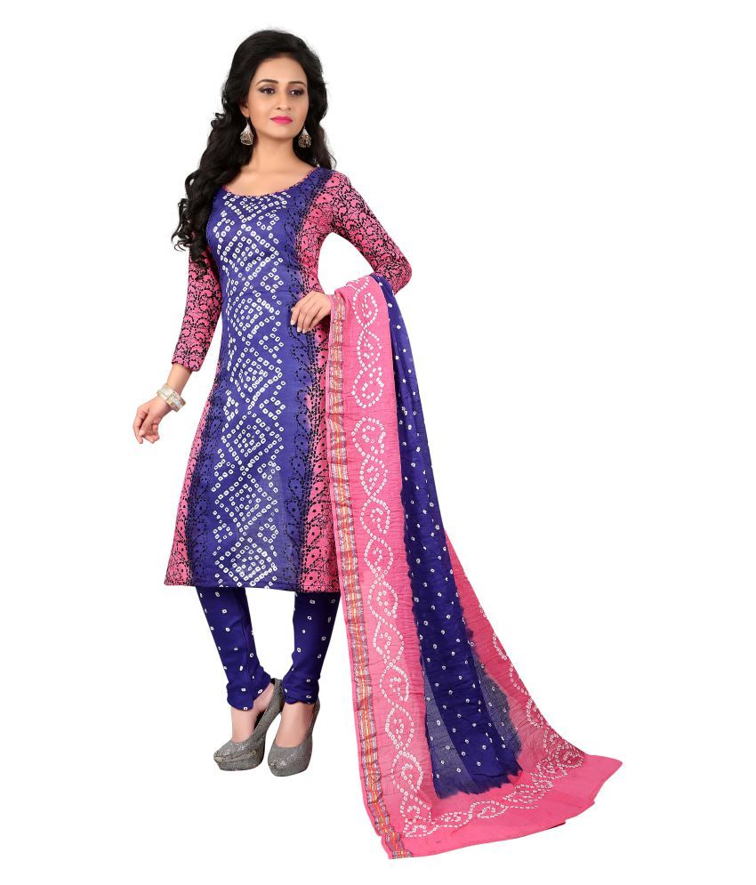 Dealsure Blue and Purple Satin Dress Material Buy Dealsure Blue and