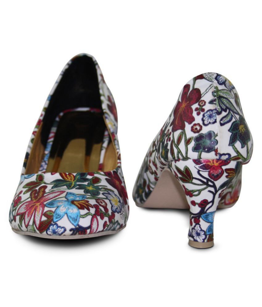 white kitten block heels