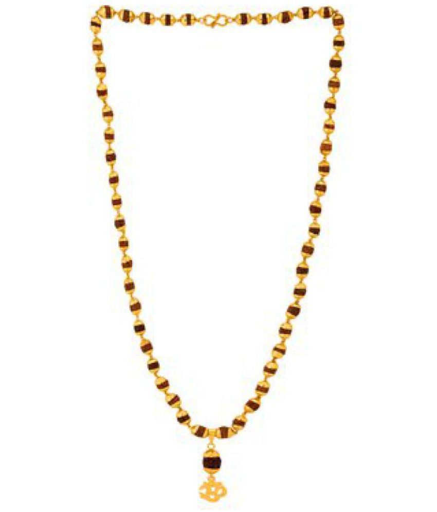     			Onnet Gold Plated Rudrasha Mala With Om Rudraksha Pendant in 7mm Beads